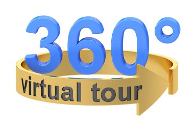 Virtual Tour, 360 degrees concept. 3D rendering clipart