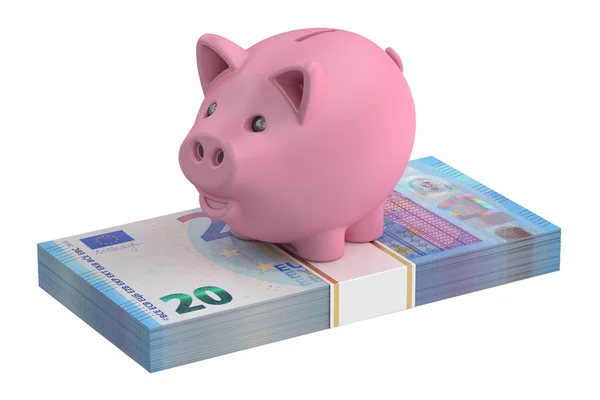 Piggy bank és az euróövezet csomag, 3d-leképezés — Stock Fotó