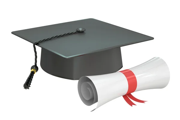Graduation cap diploma, 3D rendering — Stock Photo, Image