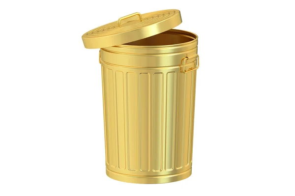 Gouden vuilnisbak, 3D-rendering — Stockfoto
