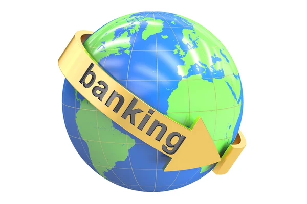 Banca global, representación 3D — Foto de Stock