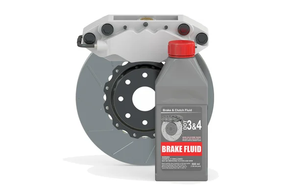 Brake Fluid with Disc Brake, 3D rendering — Stock Photo, Image