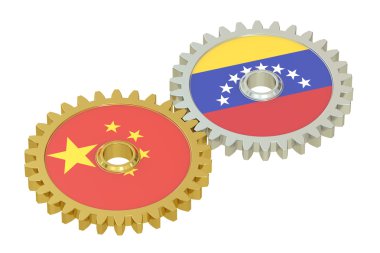 Dişliler, 3d render Venezuela ve Çin bayrakları