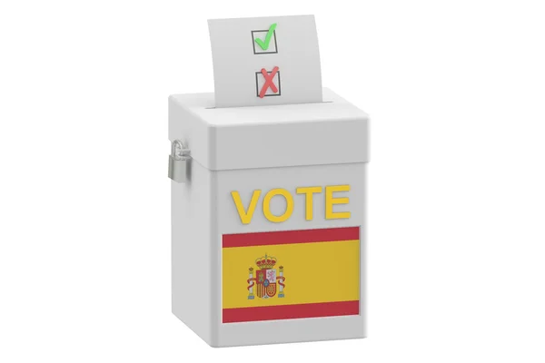 Ballot box with flag of Spain, 3D rendering — Stock Photo, Image