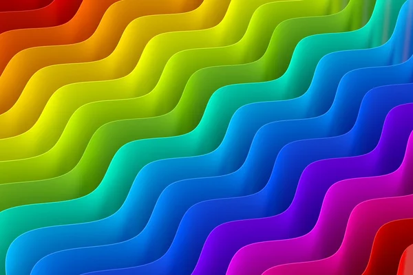 Abstrakte Regenbogenfarben wellenförmiger Hintergrund, 3D-Rendering — Stockfoto