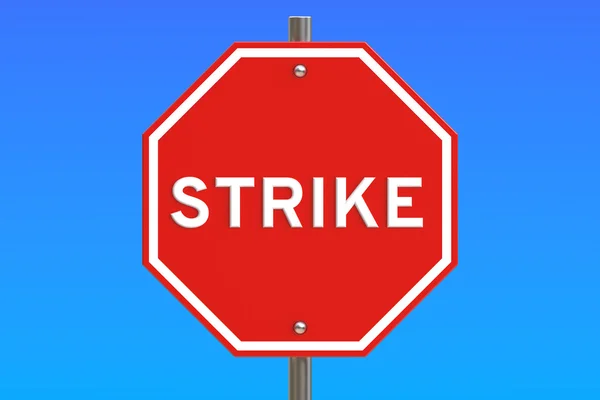 Strike vägskylt, 3d-rendering — Stockfoto