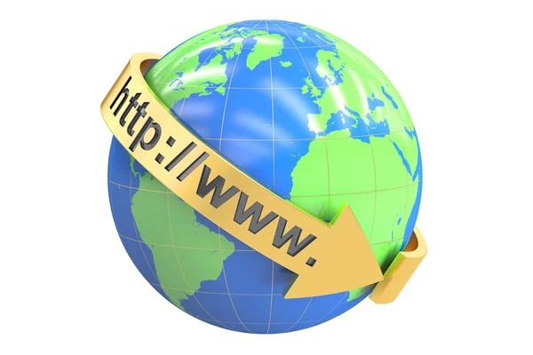 Conceito global de comunicação de internet, renderização 3D — Fotografia de Stock