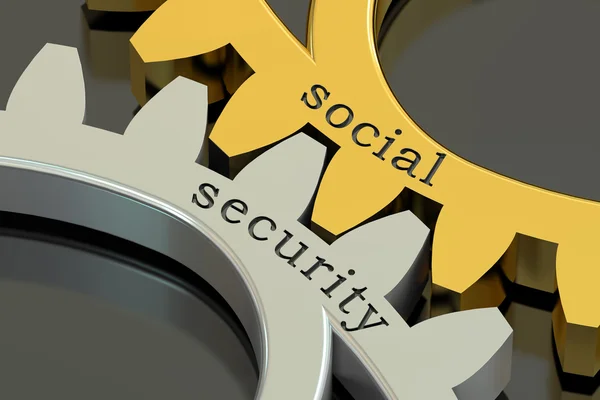 Social Security concept on the gearwheels, 3D rendering — Stock Photo, Image