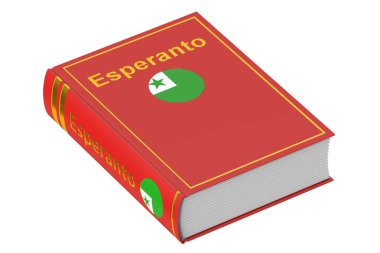 Esperanto language textbook, 3D rendering clipart