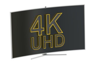 4 k kavisli Ultrahd Tv, 3d render