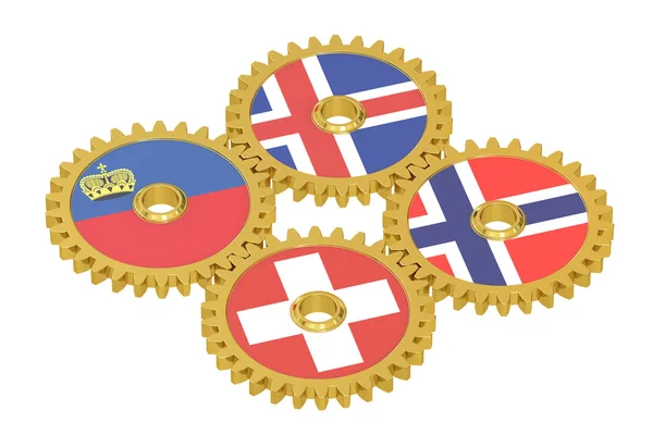 Europese Vrijhandelsassociatie, Efta concept op een gears, 3D-ren — Stockfoto