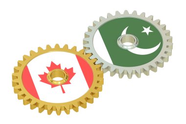 Dişliler, 3d render Pakistan ve Kanada bayrakları