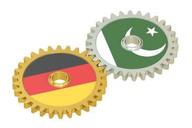 Dişliler, 3d render Pakistan ve Almanya bayrakları