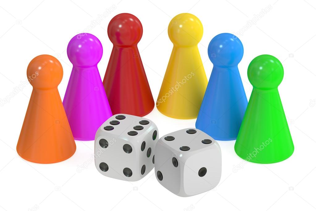Board Game Pieces and Dices, 3D rendering Stock Photo by ©alexlmx 113706164