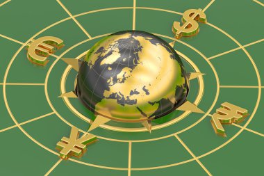 küresel para kavramı, 3d render