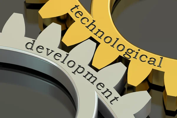 Teknisk utvecklingskoncept på kugghjul, 3d renderin — Stockfoto