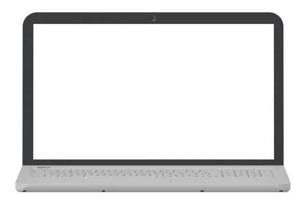 Ordenador portátil con pantalla blanca, renderizado 3D —  Fotos de Stock