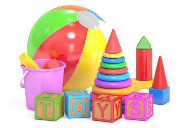 Çocuklar oyuncak kavramı, 3d render