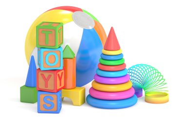 Çocuklar oyuncak kavramı, 3d render