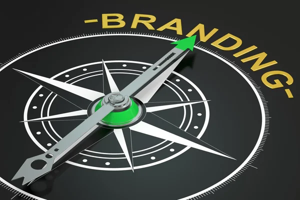 Branding compass concept, 3D rendering — Stock Photo, Image