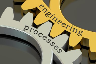 Mühendislik süreçleri konsepti üzerine çark, 3d render