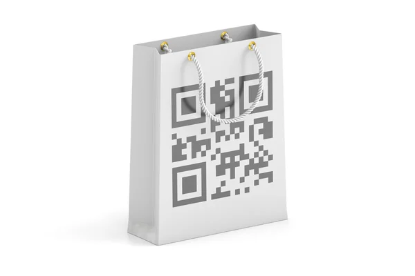 Shopping bag with qr code, 3D rendering — Stock Photo, Image