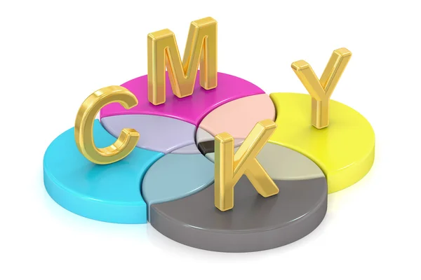 Conceito CMYK, renderização 3D — Fotografia de Stock