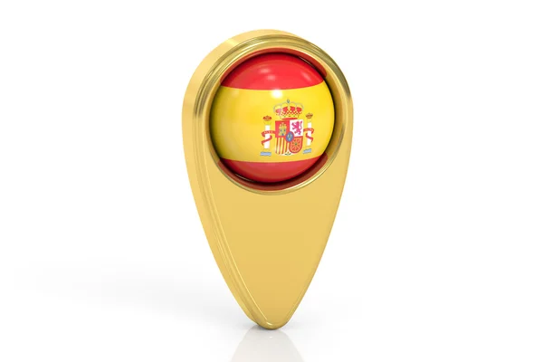 Puntero de mapa con bandera de España, representación 3D — Foto de Stock