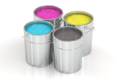 Kutu boya renk, Cmyk kavramı ile. 3D render