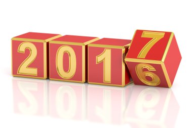 Mutlu yeni yıl 2017 kavramı, 3d render