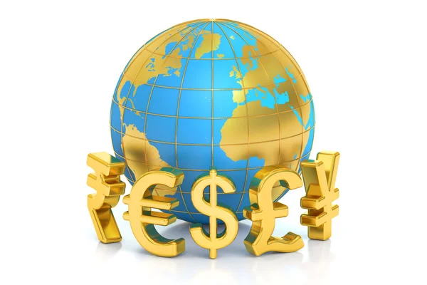 Money concept, global currencies. 3D rendering — Stock Photo, Image