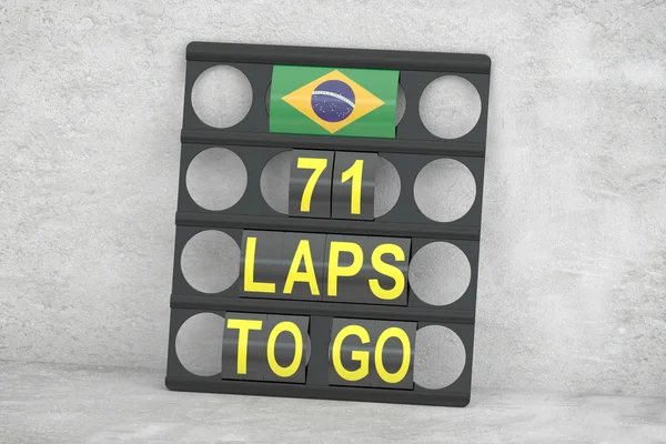 Interlagos racing, grop styrelse med flagga Brasilien, 3d-rendering — Stockfoto