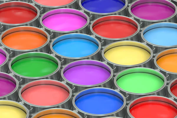 Paint cans background. 3D rendering — Stock Photo, Image