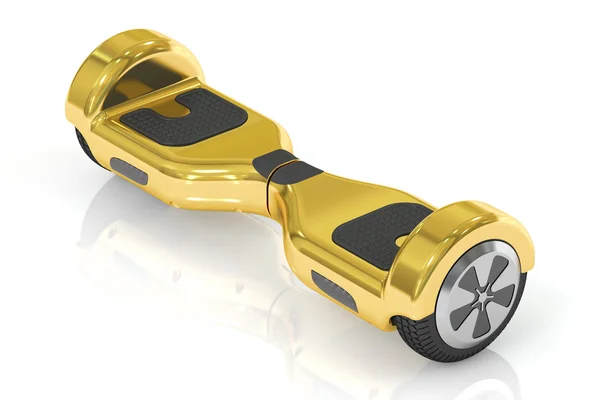 Golden hoverboard or self-balancing scooter, 3D rendering — Stock Photo, Image