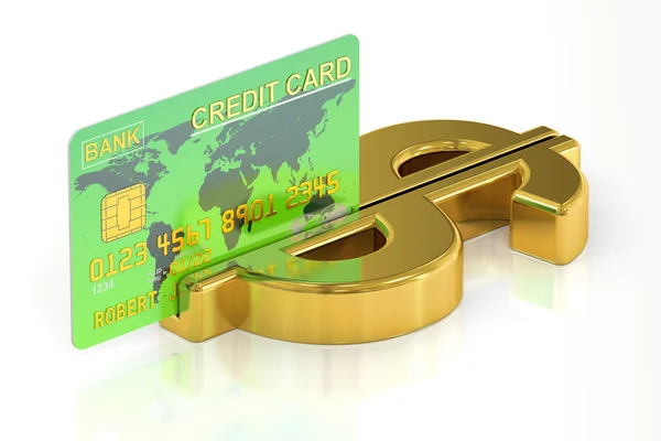 Концепция оплаты, кредитная карта с символом доллара. 3D рендеринг — стоковое фото