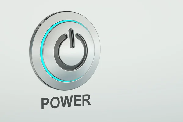 Power button closeup, 3D rendering — Stock Photo, Image