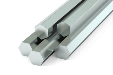 Altıgen barlar, haddeleme. 3D render