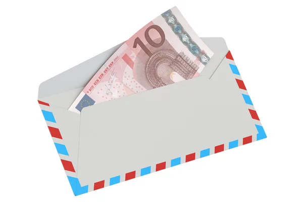 Busta bianca con 10 euro, rendering 3D — Foto Stock