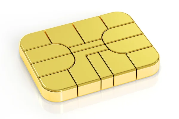 Golden Card Chip, 3D-Rendering — Stockfoto