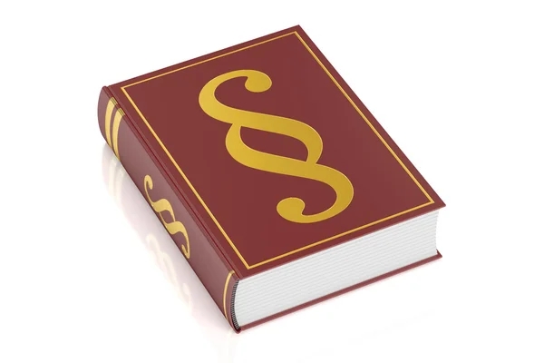 Book of justice, book with paragraph symbol, 3D rendering — Stock Photo, Image