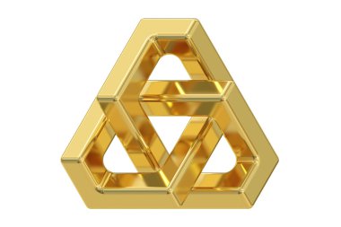 İmkansız üçgen optik illüzyon, 3d render 