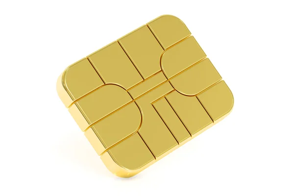 Chip de cartão de crédito ou chip de cartão SIM, renderização 3D — Fotografia de Stock