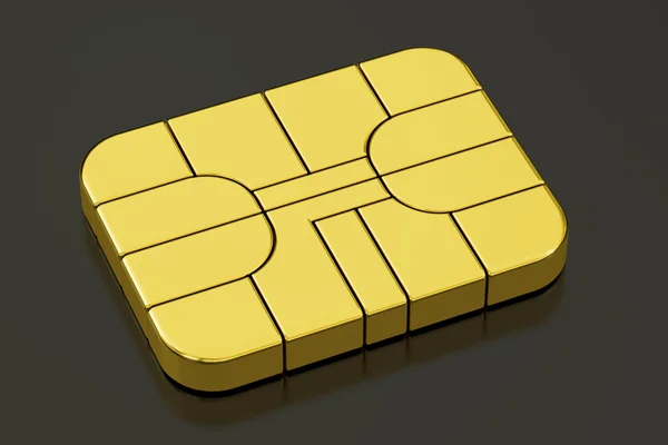 Chip de cartão bancário de crédito ou chip de cartão SIM, renderização 3D — Fotografia de Stock