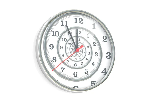 Nieskończony czas spirali w zegar ścienny, renderowania 3d — Zdjęcie stockowe