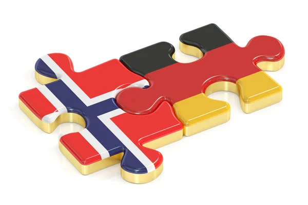 Alemania y Noruega rompecabezas de banderas, renderizado 3D —  Fotos de Stock
