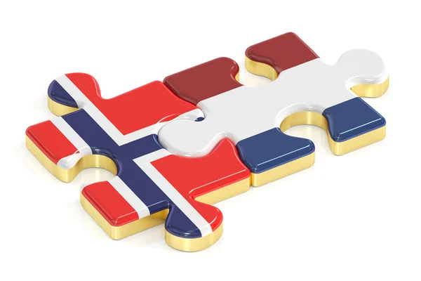 Países Bajos y Noruega rompecabezas de banderas, renderizado 3D —  Fotos de Stock