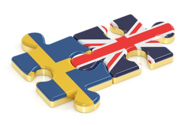 İngiltere ve İsveç bulmacalar bayraklar, 3d render