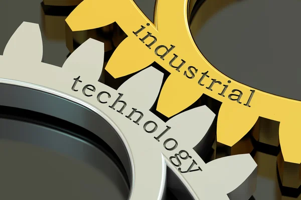 Industriële technologie concept op de tandwielen, 3D-rendering — Stockfoto