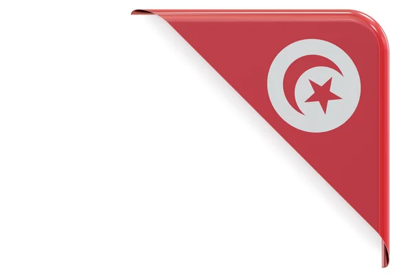 Tunis flag corner, button, label. 3D-Darstellung — Stockfoto