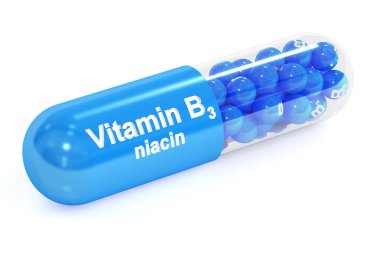 Vitamin capsule B3, 3D rendering clipart
